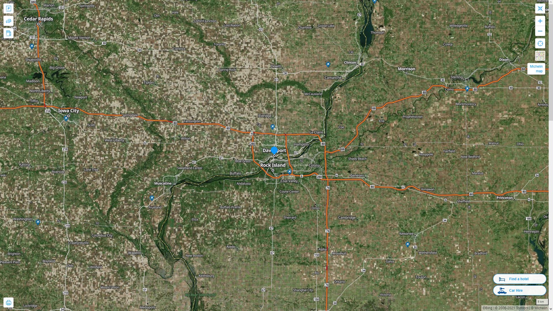 Davenport iowa Map United States